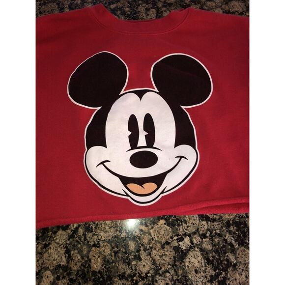 Disney Red Mickey Mouse Cropped Sweatshirt - Picture 3 of 4